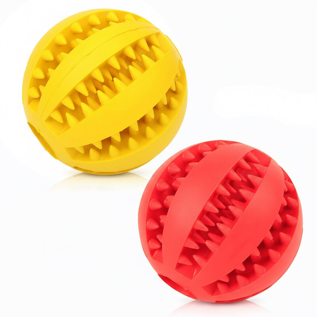Interactive Treat Dispensing Dog Ball (Red + Yellow)