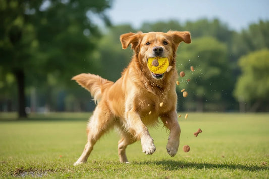 Interactive Treat Dispensing Dog Ball (Red + Yellow)